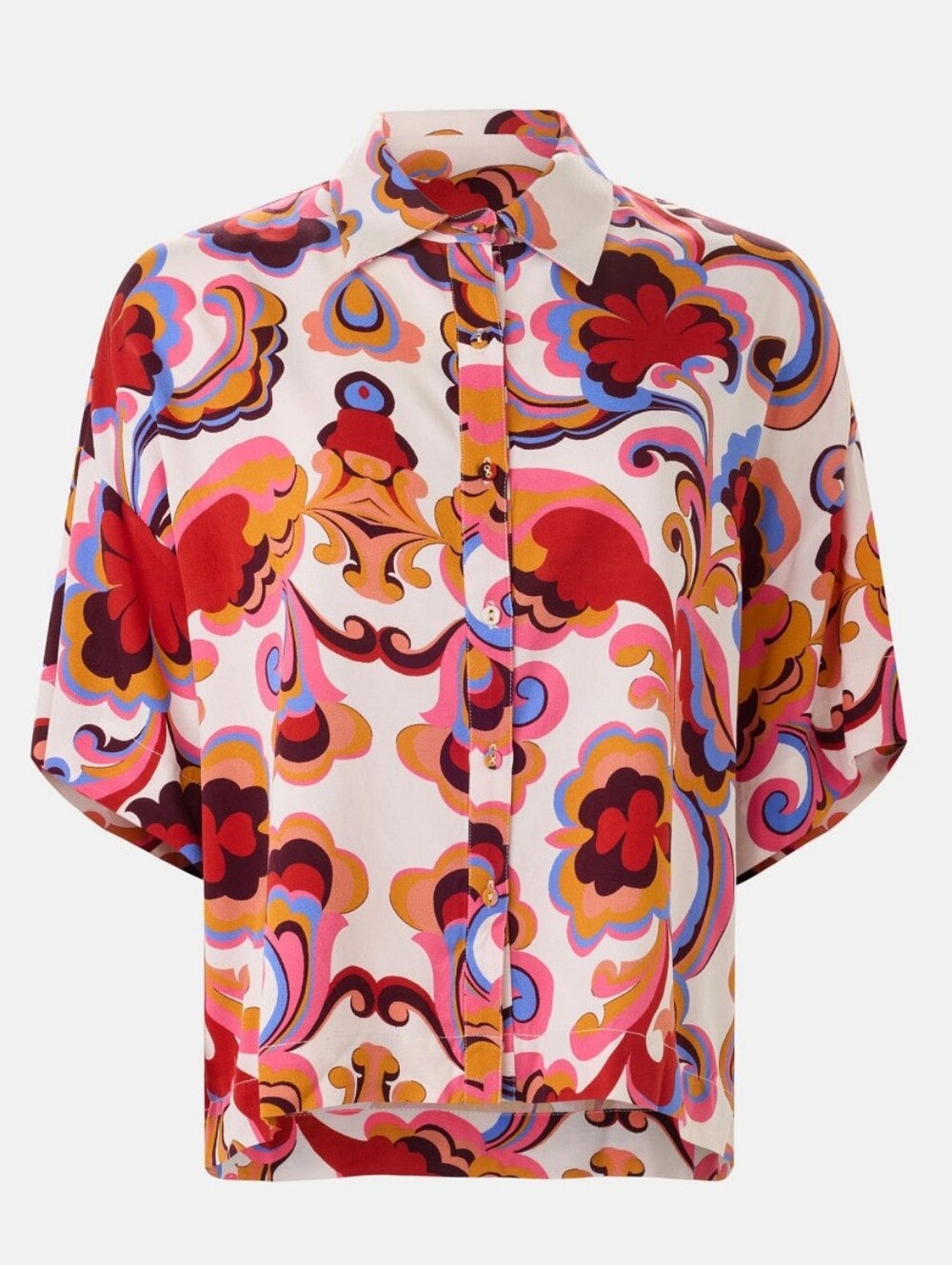 CAROLINA K Saku Shirt Top Collared Short Sleeve Front Button Size L